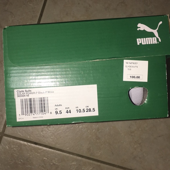 Puma Clyde Suits Shoes Black & White Orange - Picture 8 of 8